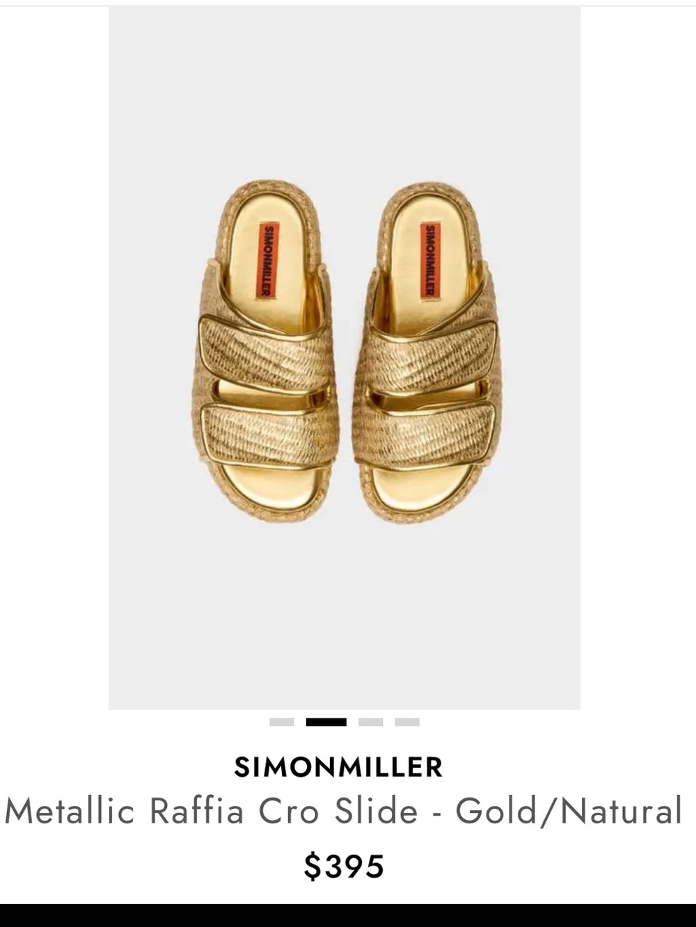 Simon Miller Metallic Raffia Cro Slide Sandals in Gold/Natural